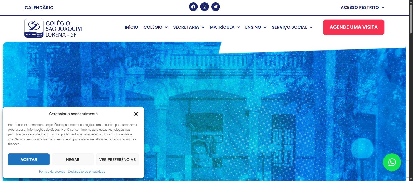 Captura da página inicial de colegiosaojoaquim.com.br